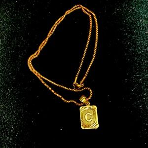Gold C initial necklace